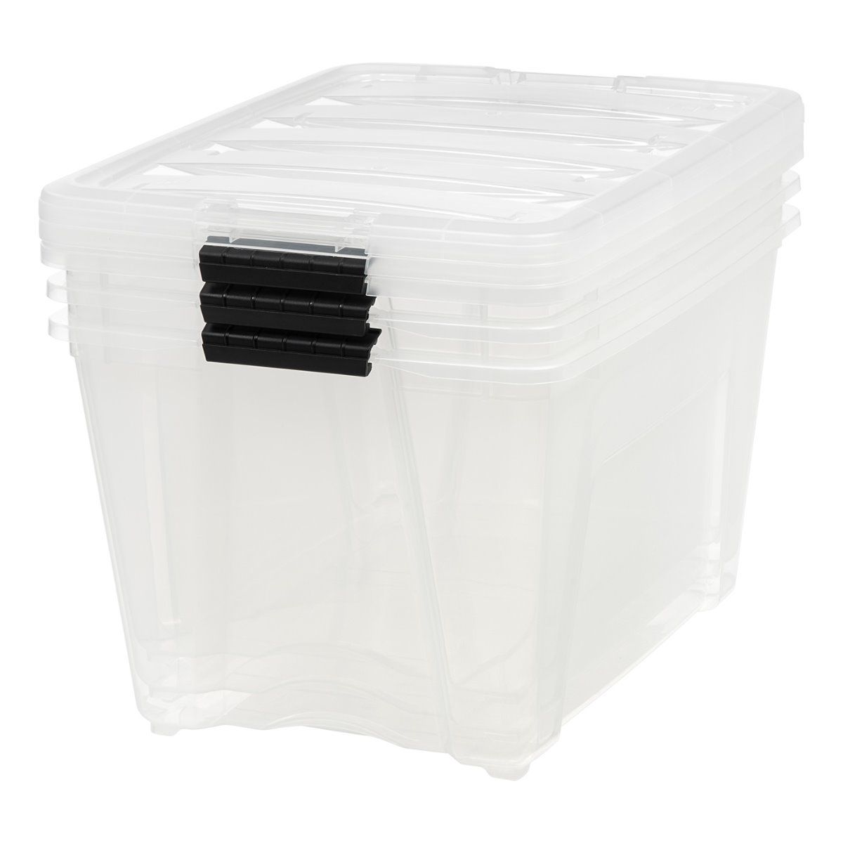 IRIS 53 Quart Stack & Pull Storage Container Tote Box with Lid, Clear (3 Pack)