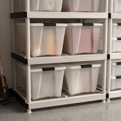 IRIS 53 Qt Stack & Pull Lidded Container Box Bin System, Pearl 6pk (Open Box)