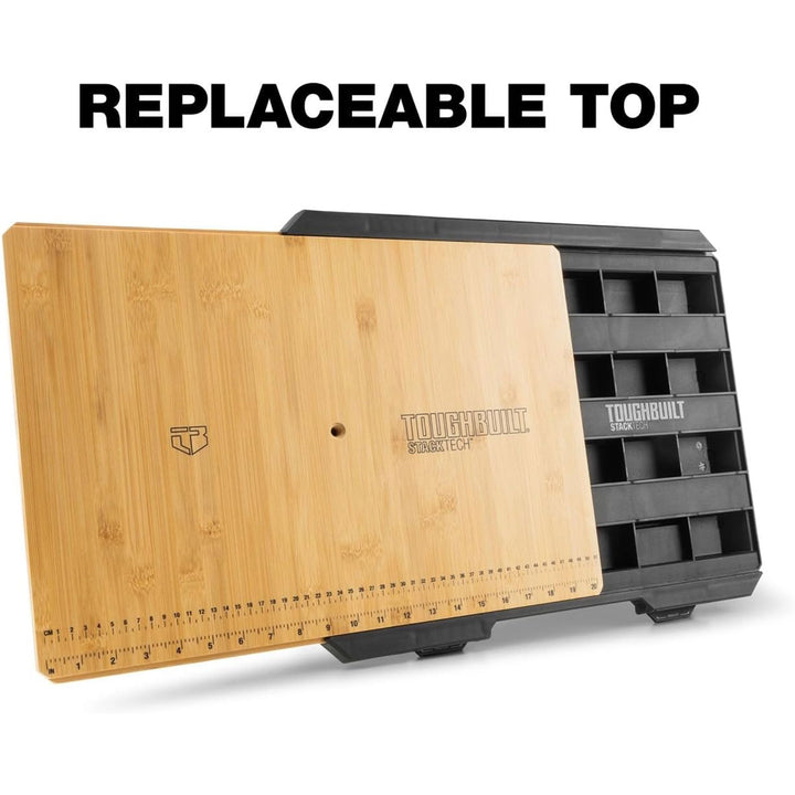 ToughBuilt StackTech Work Surface, Bamboo Wooden Flat Top Station with Storage