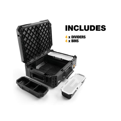 ToughBuilt StackTech Lockable Tool Box, Durable Plastic Storage Organizer, Black - VMInnovations
