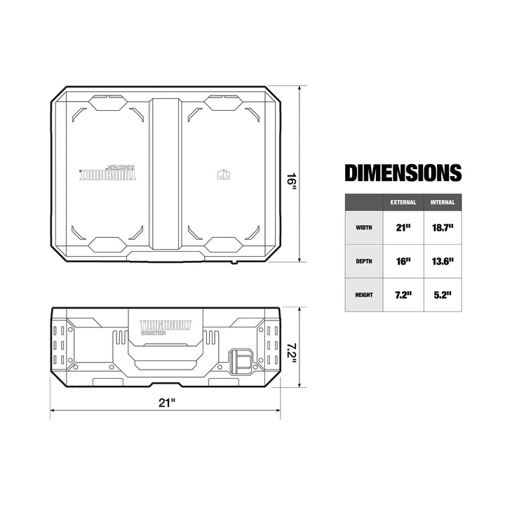 ToughBuilt StackTech Tool Box, Durable Plastic Storage Organizer, (Open Box)