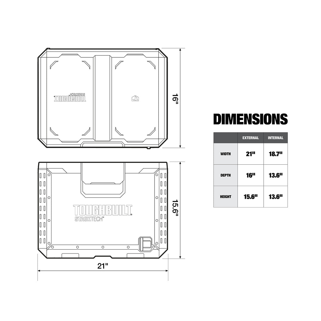 ToughBuilt StackTech XL Tool box Organizer with Lock and Removable Tray, Black