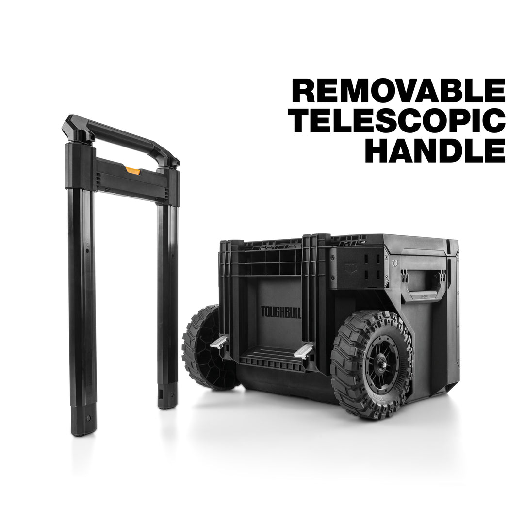 ToughBuilt Portable 2-in-1 Rolling Tool Box, Wheels & Stackable Design, Black - VMInnovations