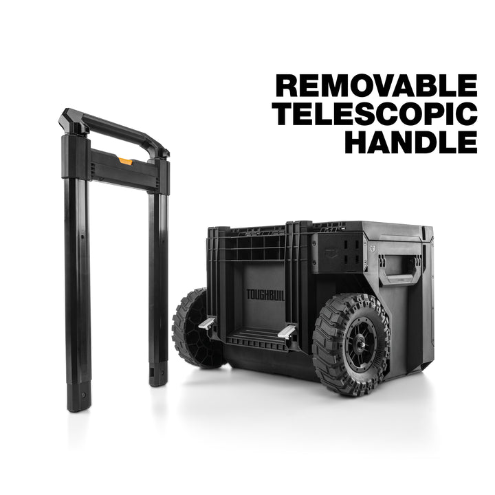 ToughBuilt Portable 2-in-1 Rolling Tool Box, Wheels & Stackable, Black(Open Box) - VMInnovations