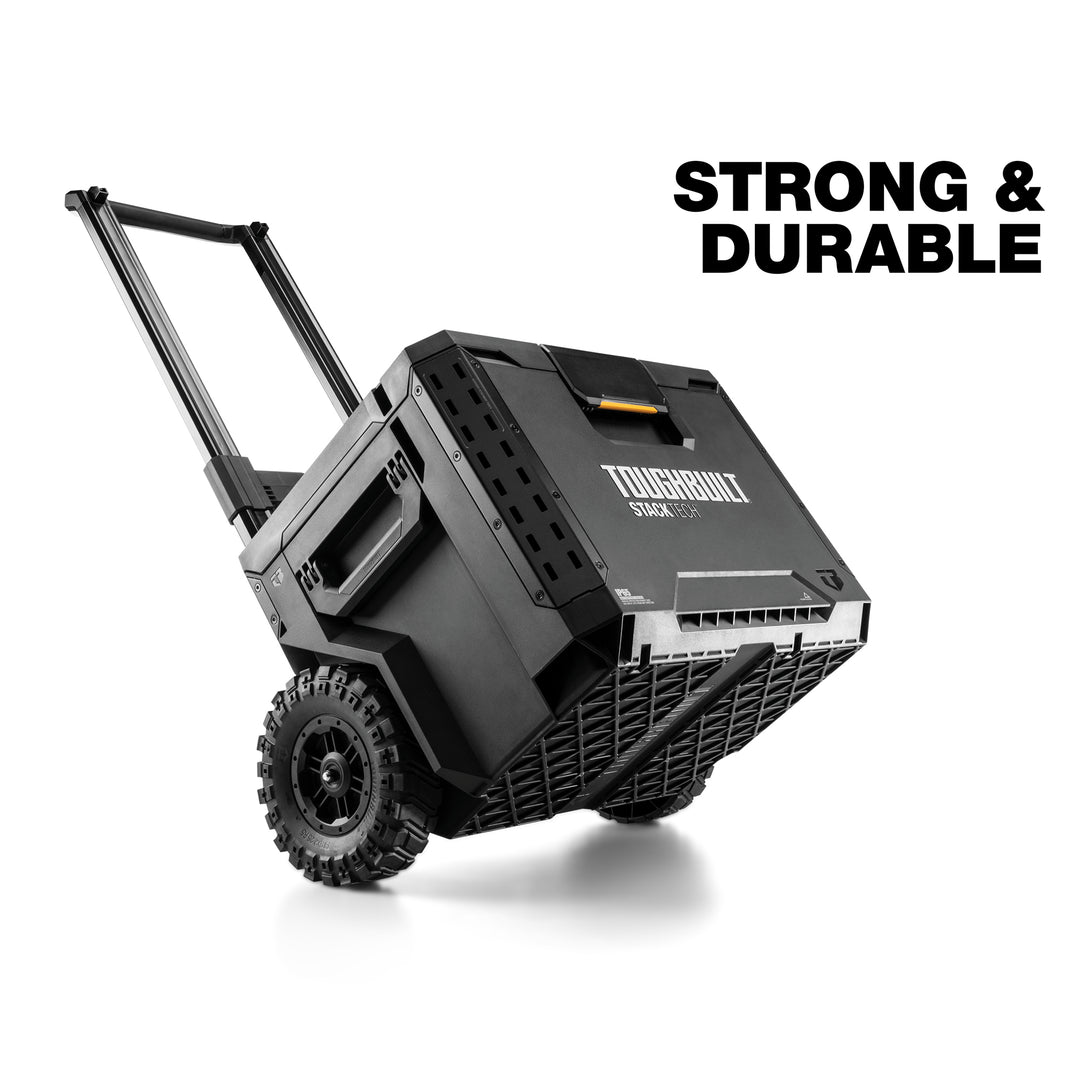 ToughBuilt Portable 2-in-1 Rolling Tool Box, Wheels & Stackable Design, Black
