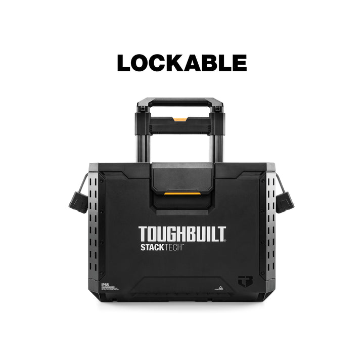 ToughBuilt Portable 2-in-1 Rolling Tool Box, Wheels & Stackable, Black(Open Box)