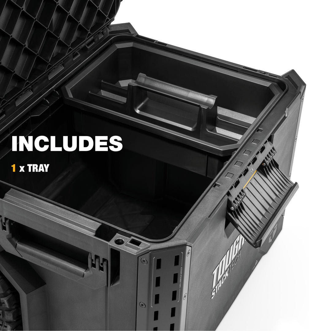 ToughBuilt Portable 2-in-1 Rolling Tool Box, Wheels & Stackable Design, Black
