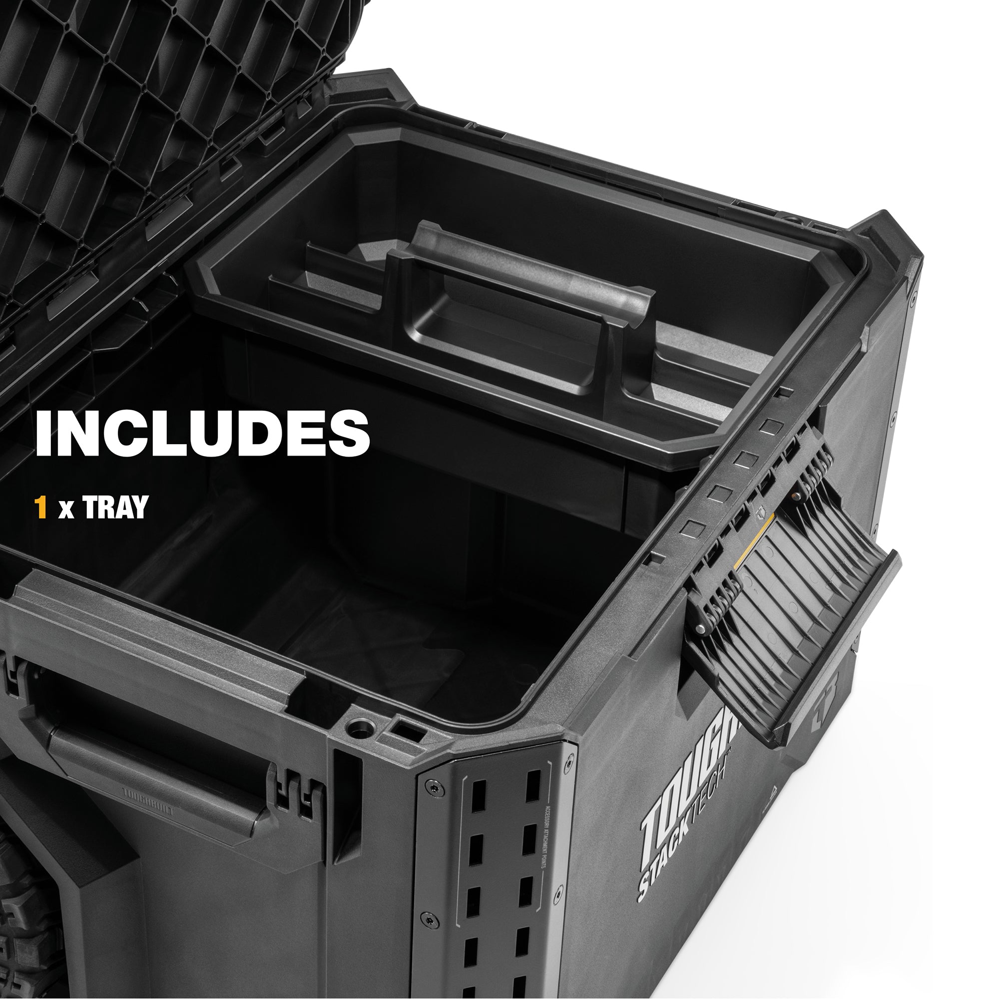 ToughBuilt Portable 2-in-1 Rolling Tool Box, Wheels & Stackable, Black(Open Box) - VMInnovations