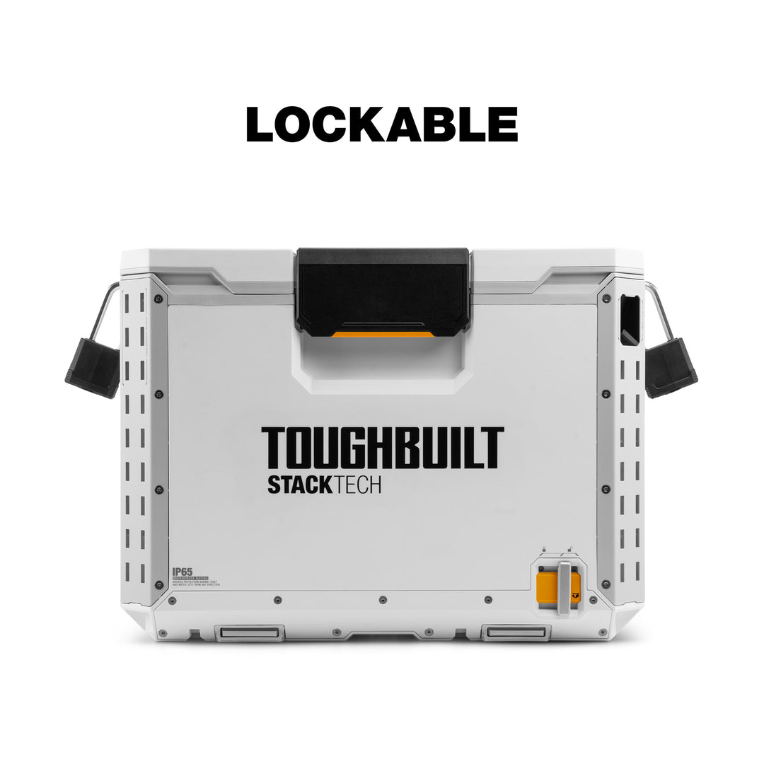 ToughBuilt StackTech XL Cooler, Stackable 38 Quart Hard Shell Ice Chest, White