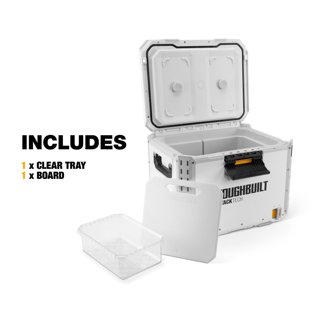 ToughBuilt StackTech XL Cooler, 38 Quart Hard Shell Ice Chest, White (Open Box)