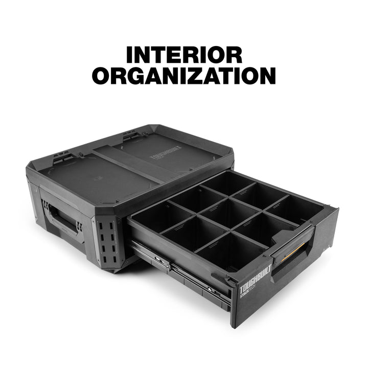 ToughBuilt StackTech 1-Drawer Tool Box, Durable Plastic Storage, Black(Open Box)