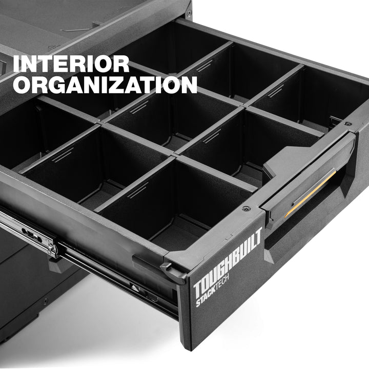 ToughBuilt StackTech 3-Drawer Tool Box, Durable Plastic Storage Organizer, Black