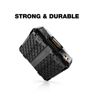 ToughBuilt Heavy Duty Storage Organizer Portable Tool Box Case, StackTech, Black - VMInnovations