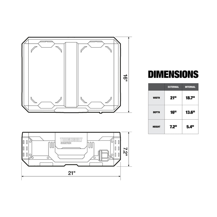 ToughBuilt Heavy Duty Storage Organizer Portable Tool Box Case, Black (Open Box) - VMInnovations