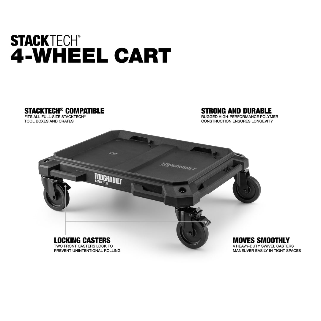 ToughBuilt 4-Wheel Cart, Rolling Dolly for StackTech Tool Boxes & Organizers