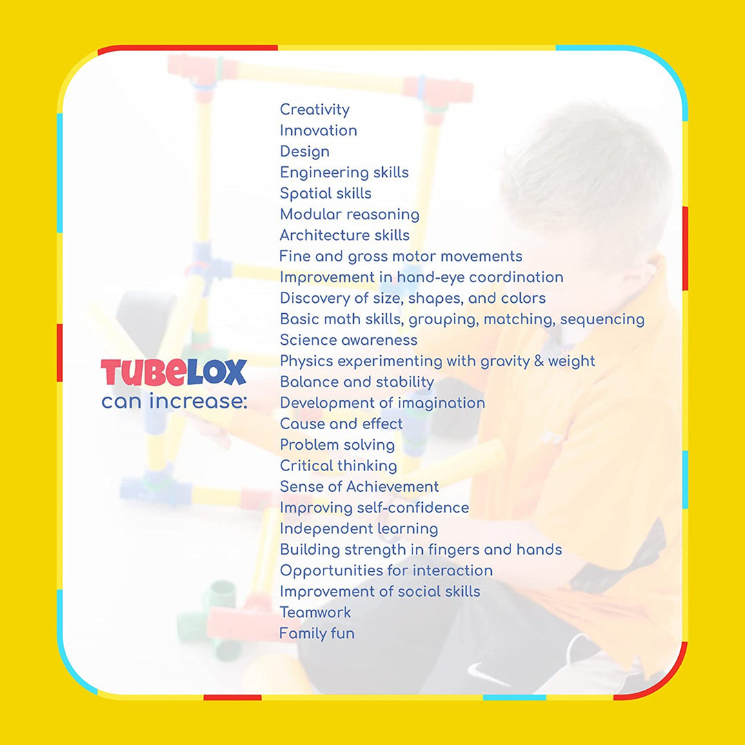 Tubelox Deluxe 220 Piece Creative Building and Construction Toy Set for Kids 3+