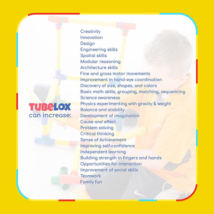 Tubelox Deluxe 220 Piece Creative Building and Construction Toy Set for Kids 3+