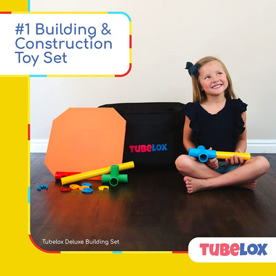 Tubelox 220 Pc Building & Construction Kids Toy Set w/Storage Bag (Open Box)