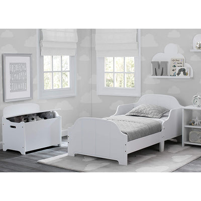 Delta Children MySize Deluxe Toy Box Kid's Room Storage Chest, White (Open Box)