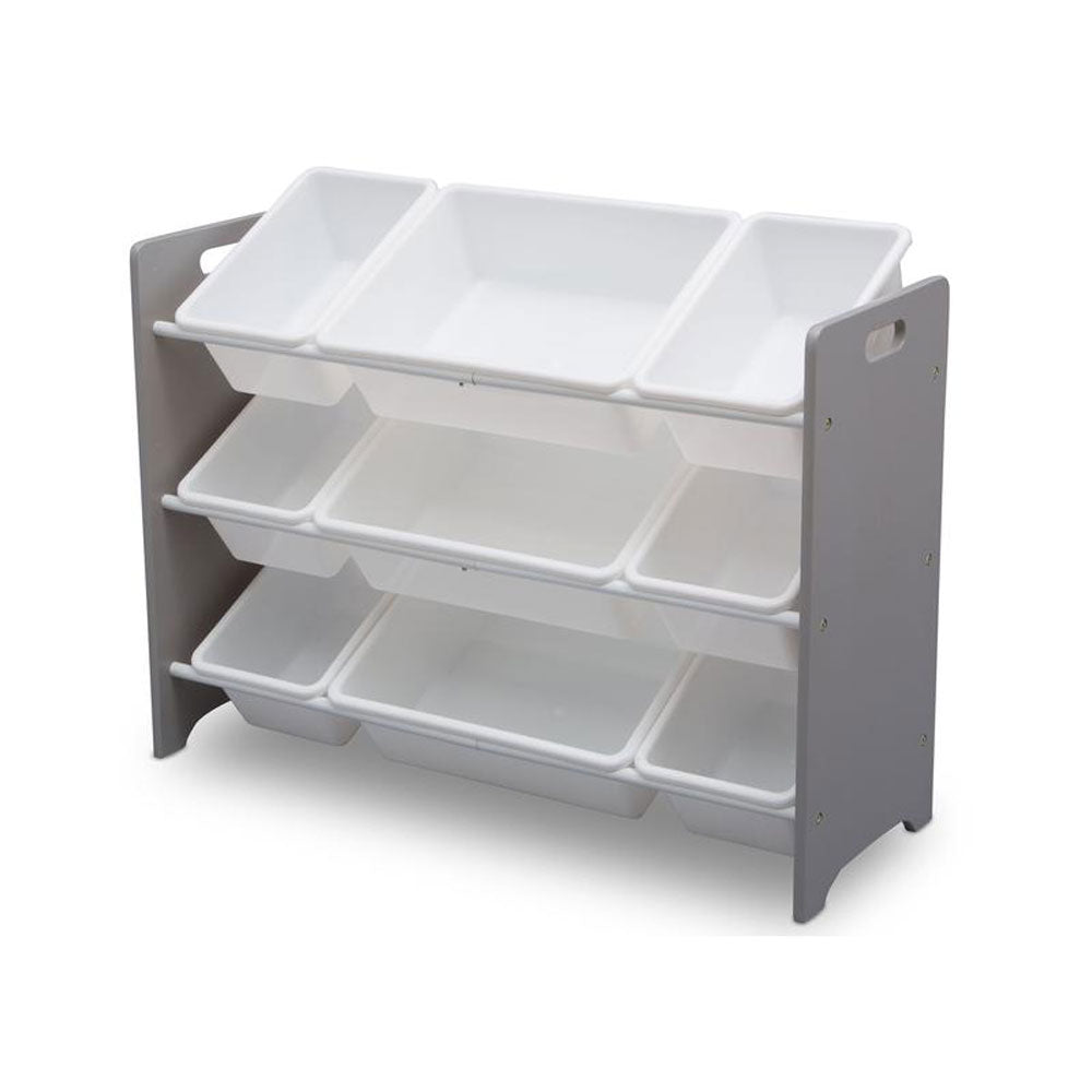 Delta Children MySize Kids 9 Bin Plastic Toy Box Storage Organizer Shelves, Gray (Used)