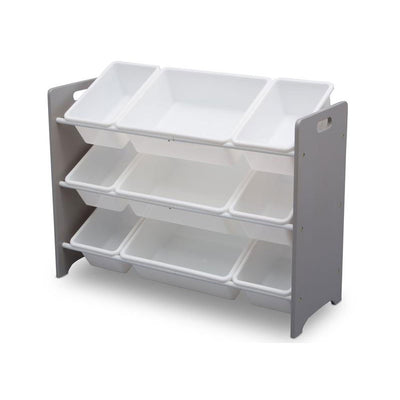 Delta Children MySize Kids 9 Bin Plastic Toy Box Storage Organizer Shelves, Gray (Used)