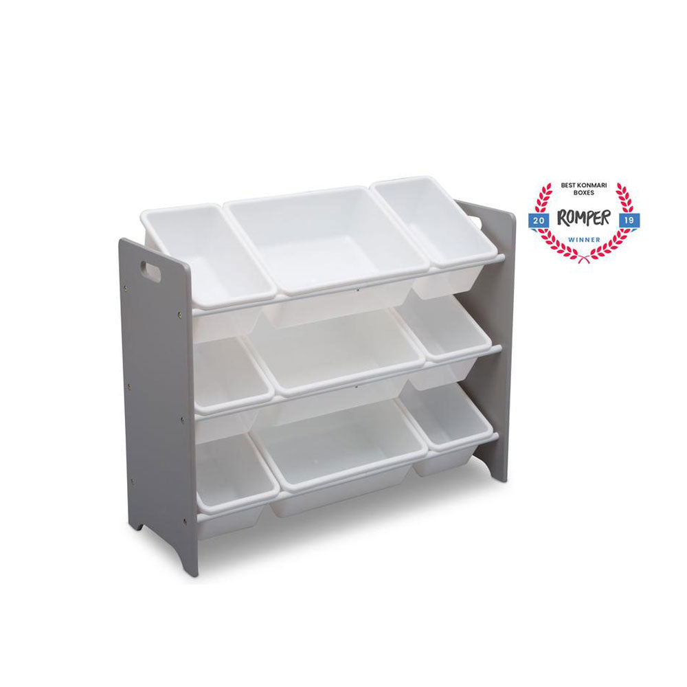 Delta Children MySize Kids 9 Bin Plastic Toy Box Storage Organizer Shelves, Gray (Used)