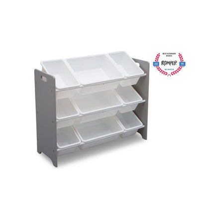 Delta Children MySize Kids 9 Bin Plastic Toy Box Storage Organizer Shelves, Gray (Used)