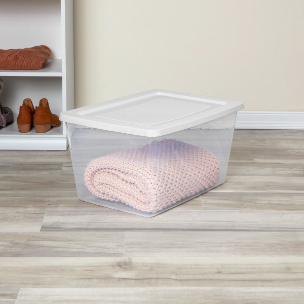 Sterilite 58 Qt Storage Box, Stackable Plastic Container Home Organizer, 32 Pack
