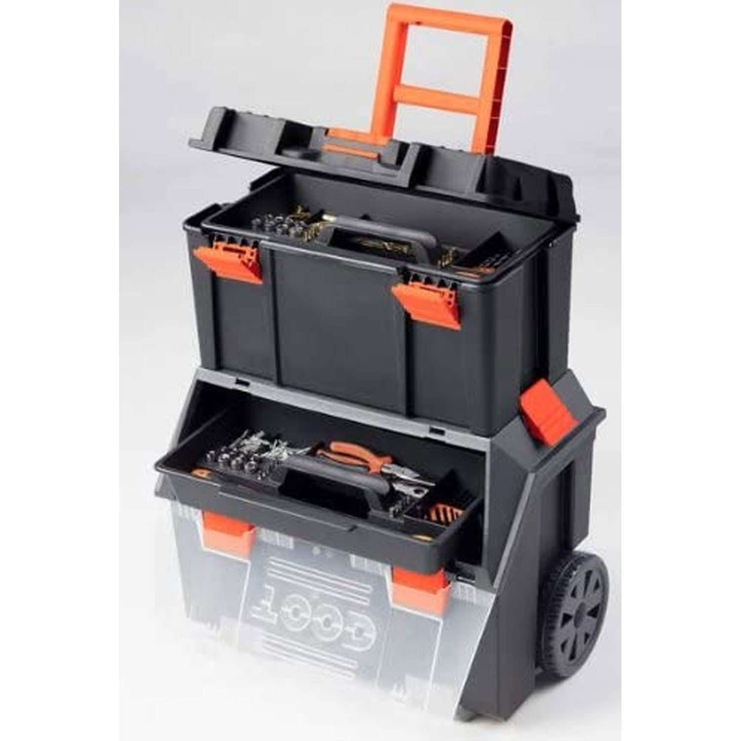 TOOD Detachable Rolling Tool Box Storage Bin Set with Removable Trays (Open Box)