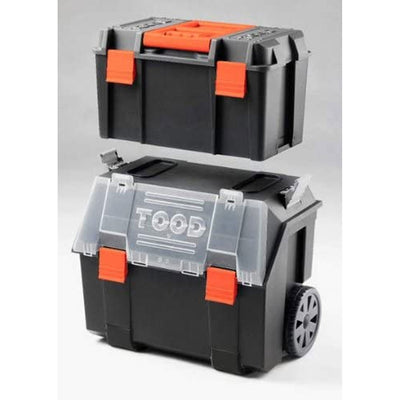 TOOD Detachable Rolling Tool Box Storage Bin Set with Removable Trays (Open Box)