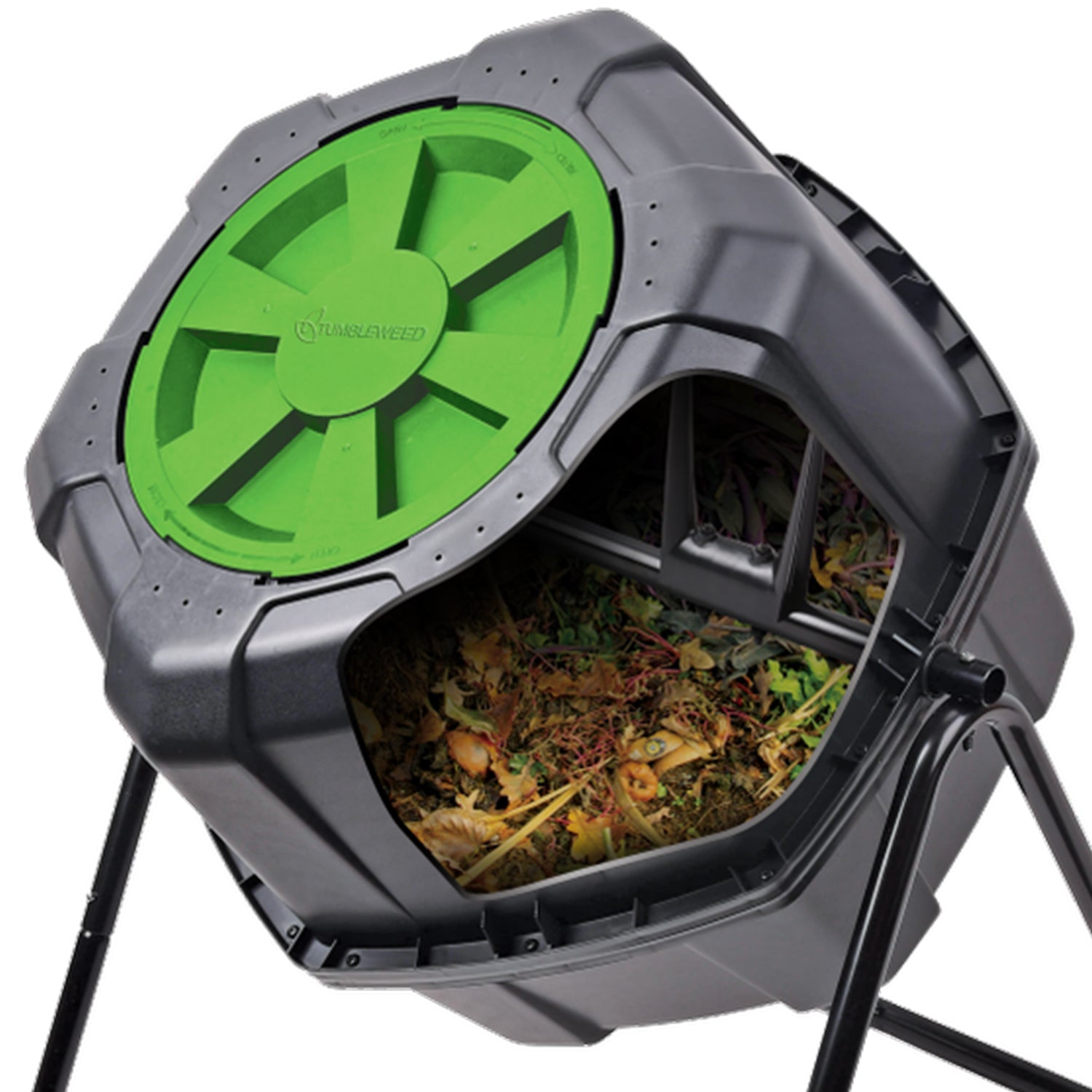 29 Gallon Outdoor Garden Rolling Compost Tumbler Bin (Open Box) - VMInnovations