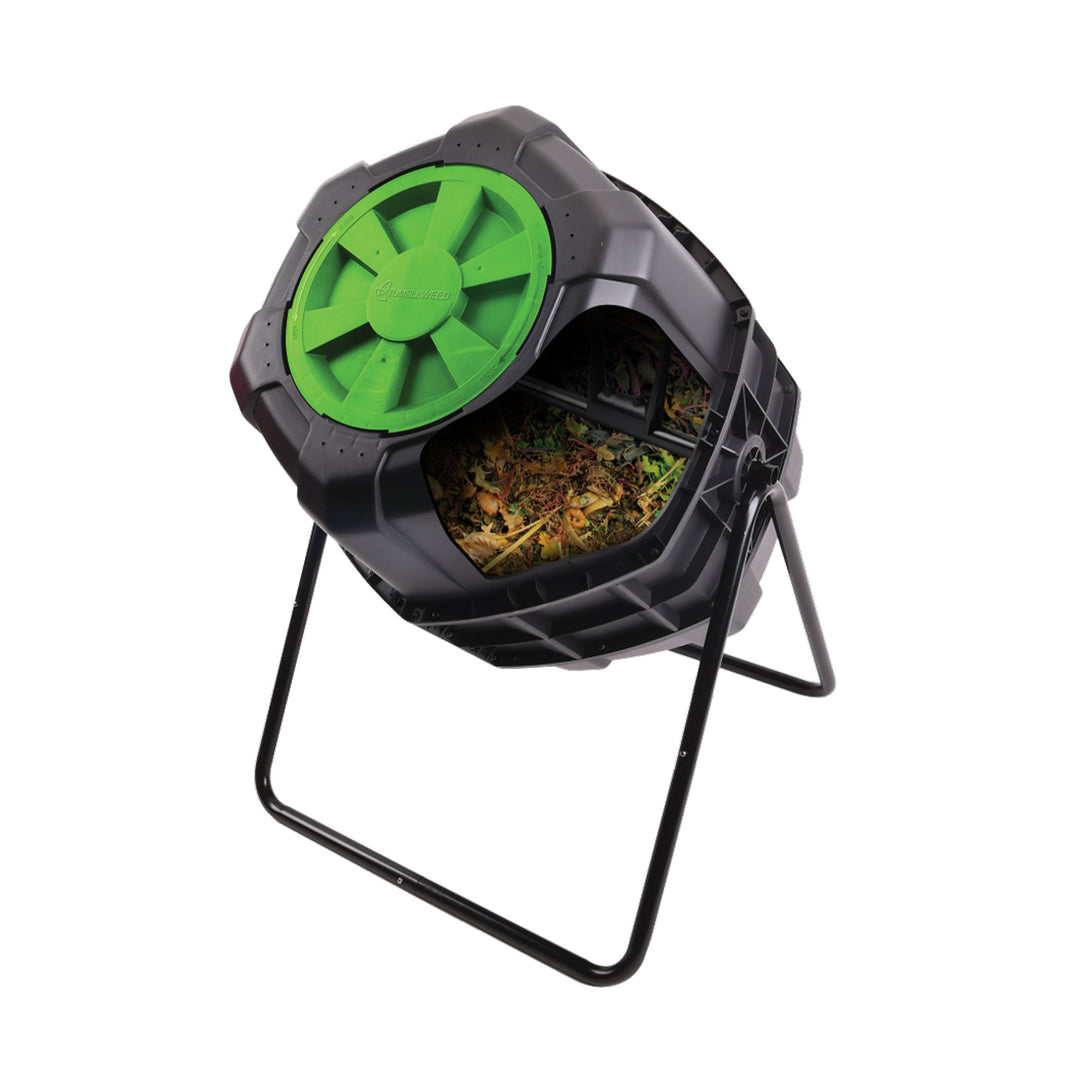 Tumbleweed 170 Liter 45 Gallon Outdoor Garden Rolling Compost Tumbler Bin, Black