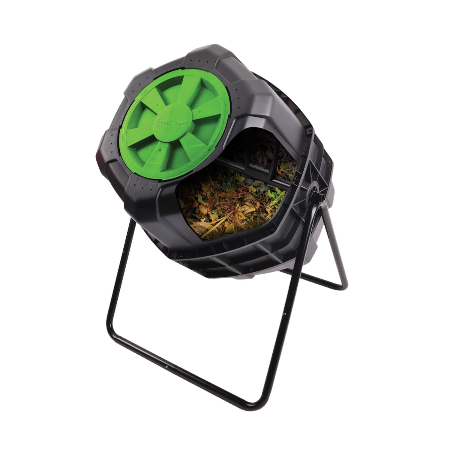 Tumbleweed 170 Liter 45 Gallon Outdoor Garden Rolling Compost Tumbler Bin, Black - VMInnovations