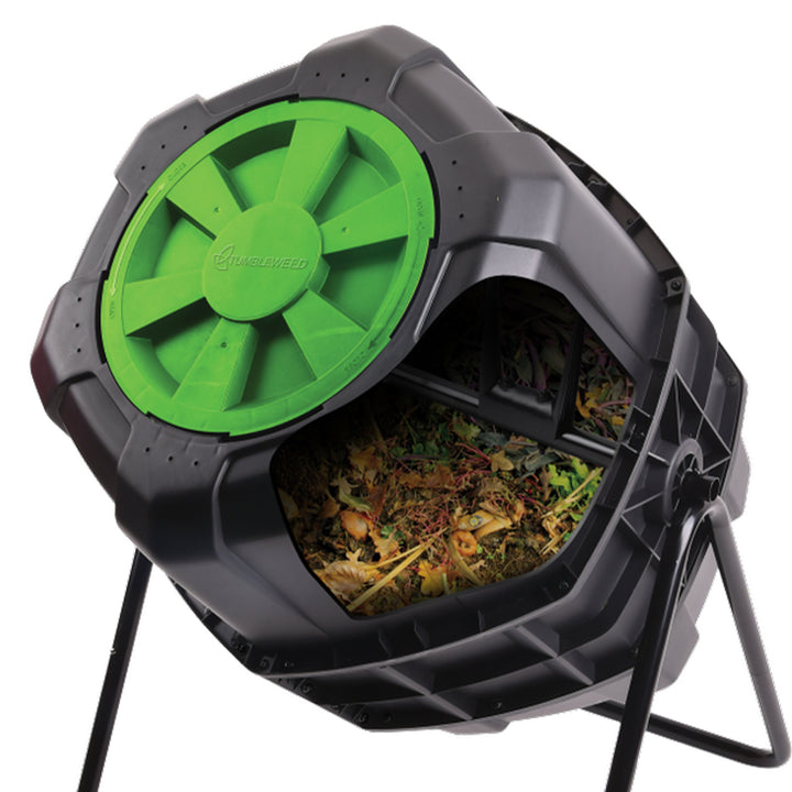 Tumbleweed 170 Liter 45 Gallon Outdoor Garden Rolling Compost Tumbler Bin, Black