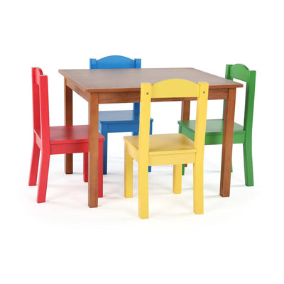 Tot Tutors Friends Highlight Collection Cedar Wood Table & 4 Primary Chair Set