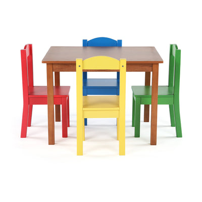 Tot Tutors Friends Highlight Collection Cedar Wood Table & 4 Primary Chair Set