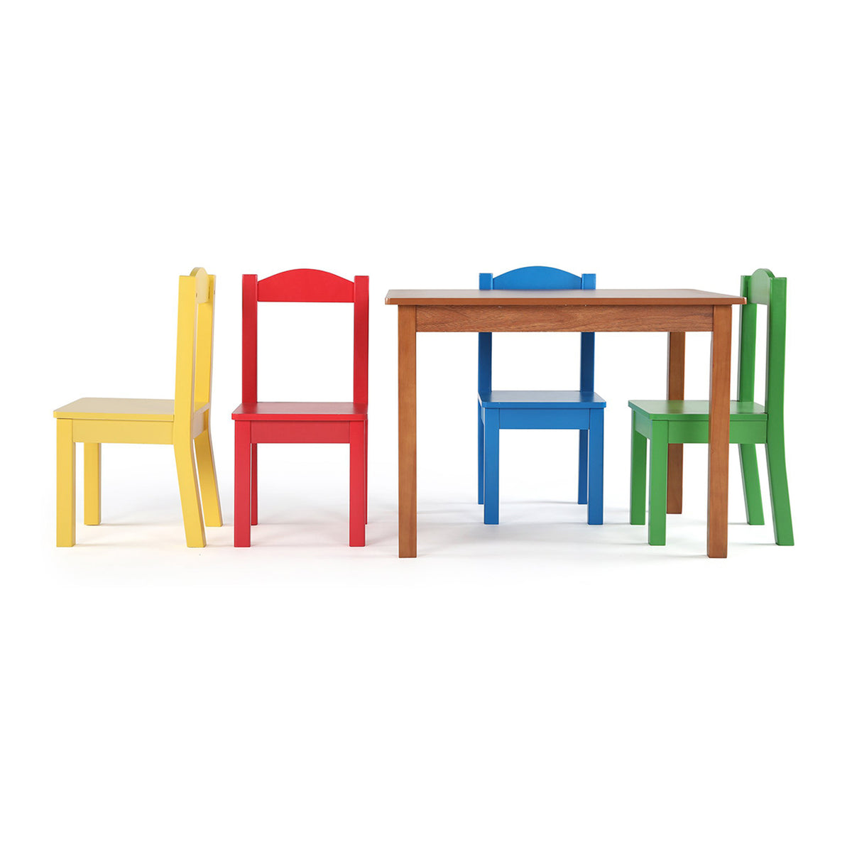Tot Tutors Friends Highlight Collection Cedar Wood Table & 4 Primary Chair Set