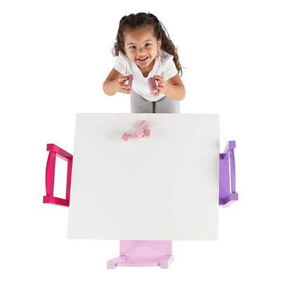 Tot Tutors Friends Collection Kids Wood Table & 4 Chair Set, White/Pink & Purple