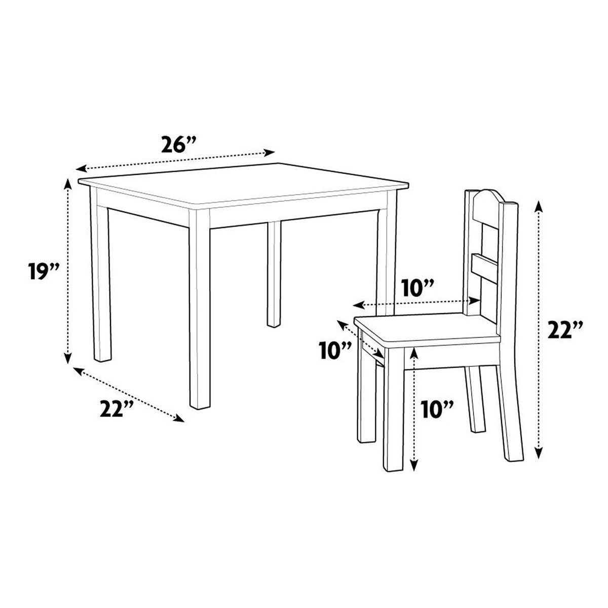 Tot Tutors Friends Collection Kids Wood Table & 4 Chair Set, White/Pink & Purple