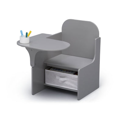 Delta Children MySize Kids Wooden Chair Desk with Storage Bin, Gray (Open Box)