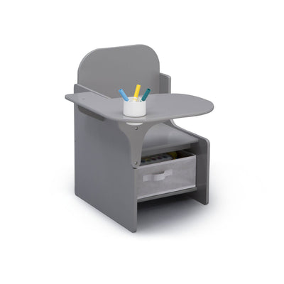 Delta Children MySize Kids Wooden Chair Desk with Storage Bin, Gray (Used)