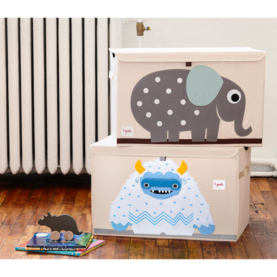 3 Sprouts Collapsible Kids Toy Chest Storage Bin & Bookshelf Rack, Yeti Print - VMInnovations