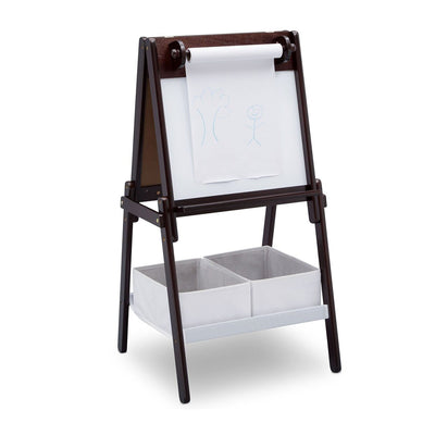 Delta Children Wooden Double-Sided Basket Easel, Dark Chocolate (Open Box)