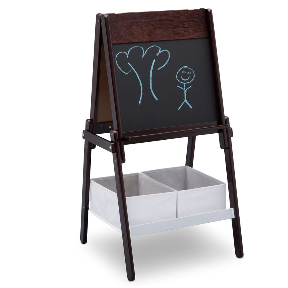 Delta Children Wooden Double-Sided Basket Easel, Dark Chocolate (Open Box)
