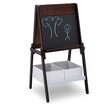 Delta Children Wooden Double-Sided Basket Easel, Dark Chocolate (Open Box)