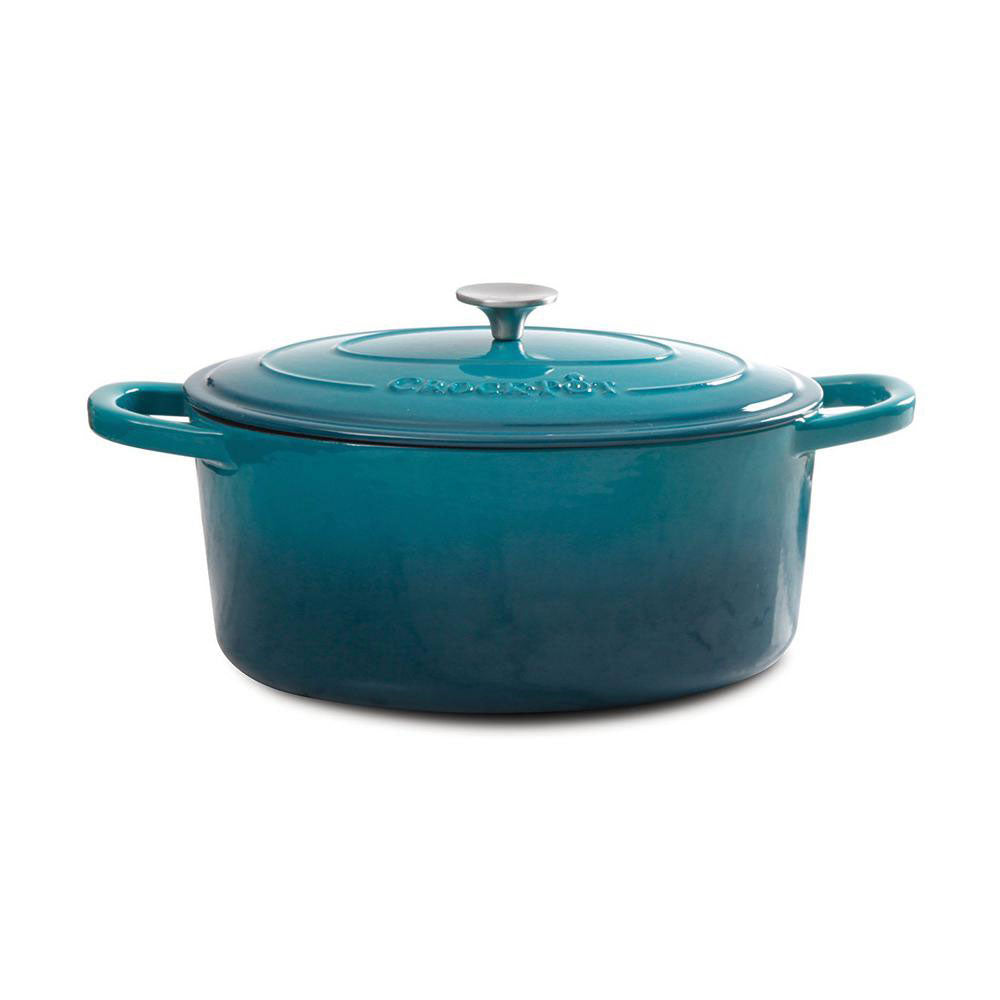 Crock-Pot 5 Quart Covered Dutch Oven, Teal & Gibson 30 Ounce Soup Bowl (2 Pack) - VMInnovations