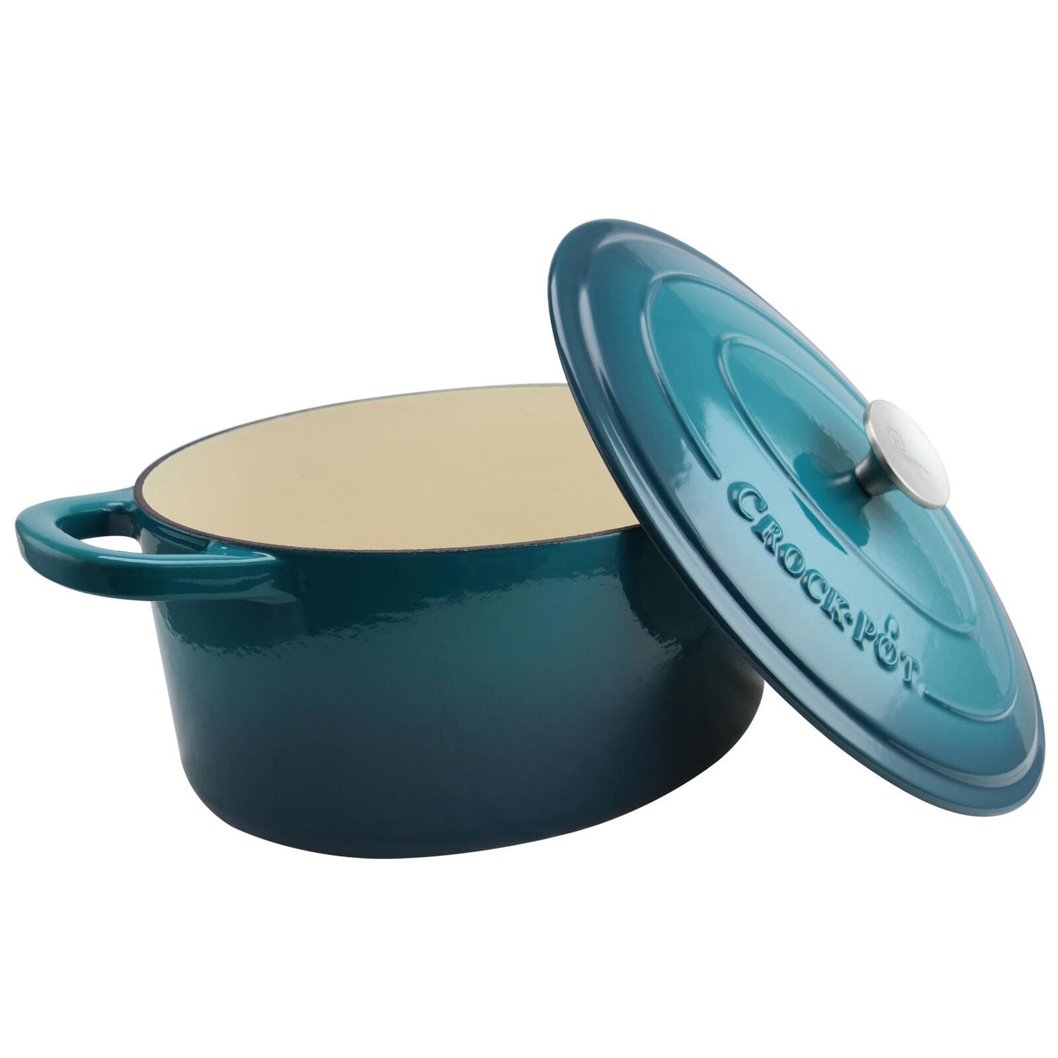 Crock-Pot 7 Quart Covered Dutch Oven, Teal & Gibson 30 Ounce Soup Bowl (2 Pack) - VMInnovations
