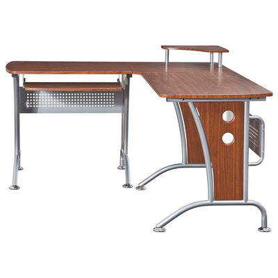 Techni Mobili L Shaped Modern Office Desk and Computer Workstation, Mahogany (Open Box)