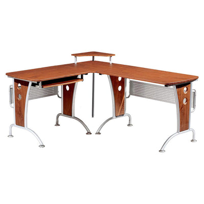 Techni Mobili L Shaped Modern Office Desk and Computer Workstation, Mahogany (Open Box)