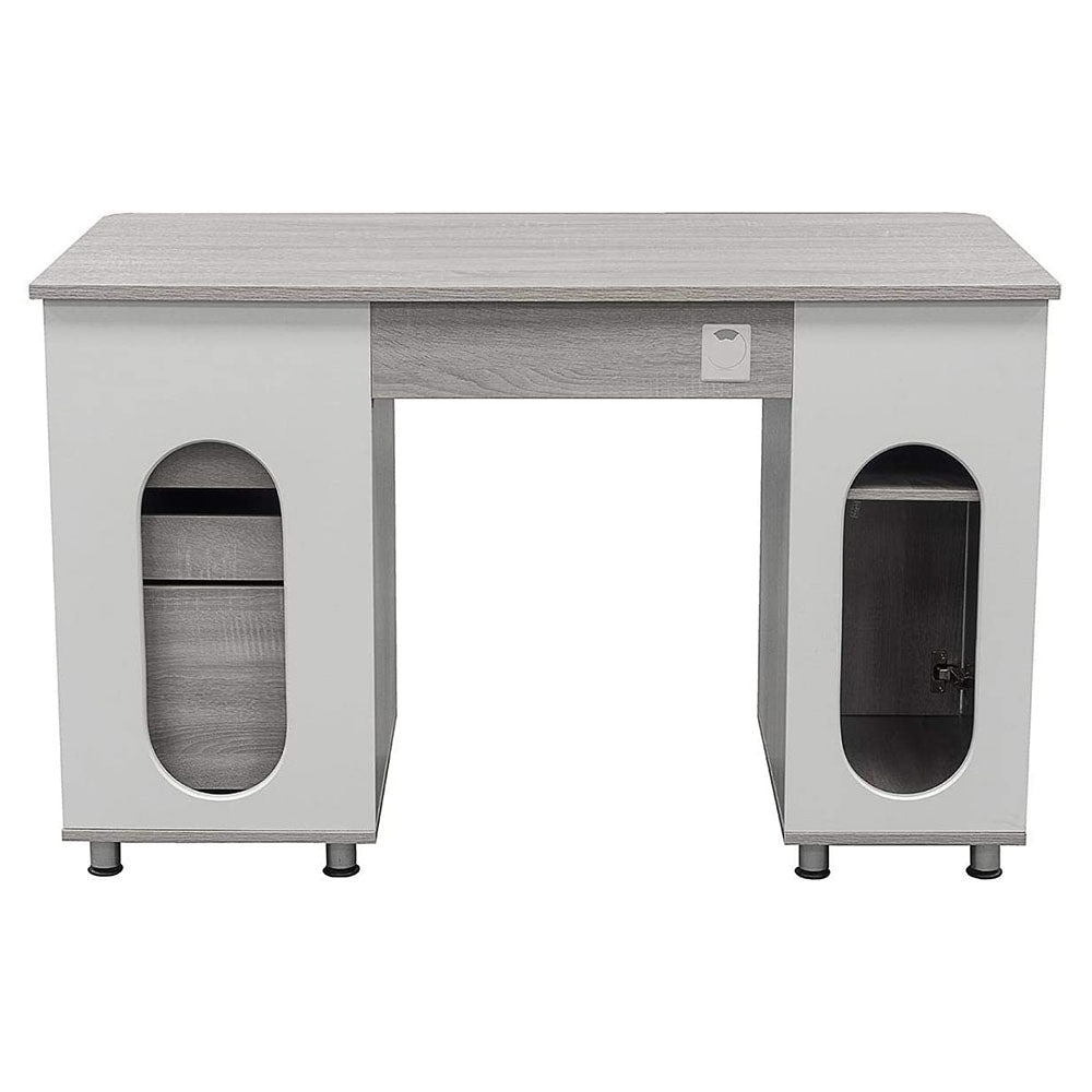 Techni Mobili Floating Modern Office Desk & Complete Computer Workstation, Gray